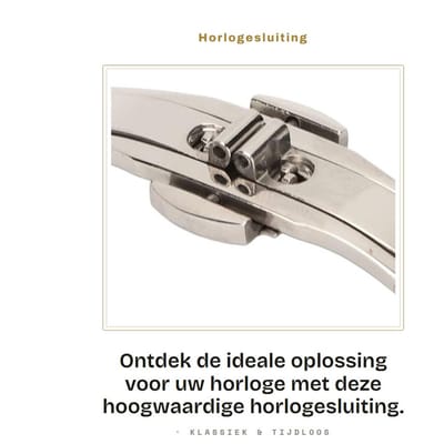 Dailygoods- Horlogesluiting Vouwsluiting Dubbele Knop - Roestvrij Staal - Hoge Afwerking - Vervangingsgesp - Geschikt voor Armbanden - Sterk en Duurzaam - Horlogegesp