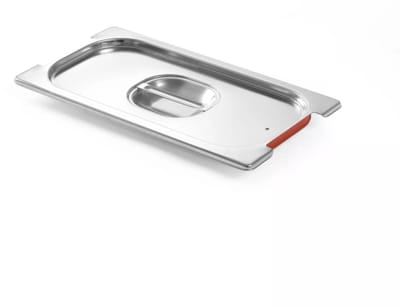 HENDI Gastronorm deksel GN 1/3 - roestvast staal met siliconen afdichting - handgreepuitsparing - 32,5 x 17,6 cm - zilverkleurig - voor GN 1/3 bakken