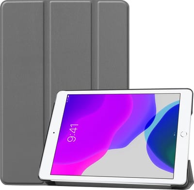 Hoes - Geschikt voor Apple iPad 7 (2019) - 10.2 inch - 7e Generatie - Dun & Stevig - Trifold Bookcase - Hard Cover - Hardcover Book Case - Tablet Hoesje - Grijs