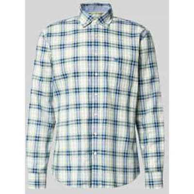 Fynch-Hatton Overhemd Oxford Check Button-Down Harbor Blue / male