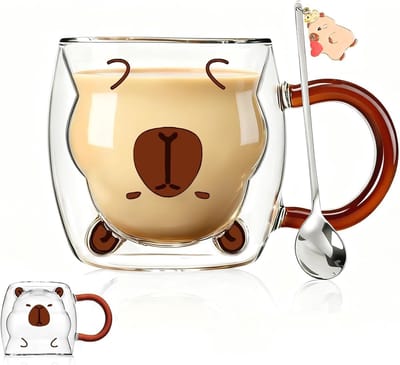 Dubbelwandig Glas - Thee Koffie Mok - Genieten van Drankjes - Schattig Capybara Design - 250 ml - Capybara