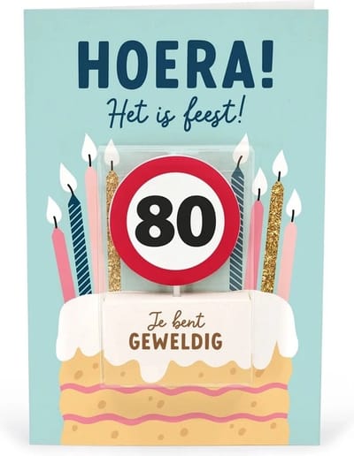 Verjaardagskaart met kaars | 80 jaar | Je bent geweldig