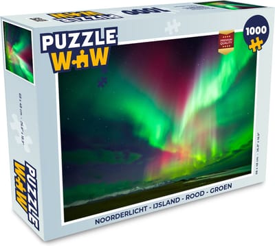 Puzzel Noorderlicht - IJsland - Rood - Groen - Legpuzzel - Puzzel 1000 stukjes volwassenen