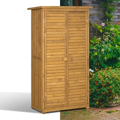 Tuinkast - Opbergkasten met deuren - Tuinhuis - Schuur - Voor buiten - Gereedschap - Naturel - Hout