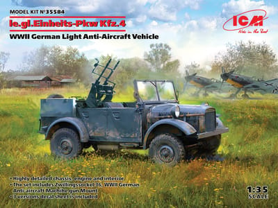 ICM Modelbouwpakket Militaire voertuigen - 35584 le.gl.Einheitz-Pkw Kfz.4, WWII German Light Anti-Aircraft Vehicle Plastic - 1:35 - Modelbouw