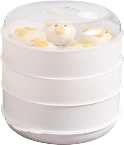 Magnetron Steamer - Stoomkoker - Gezond Koken - Deksel als schaal - 3 Niveaus