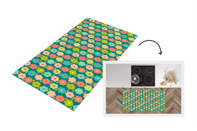 Keukenloper 120x60 cm - Keukenmat vinyl Patroon - Bloemen - Retro - Jaren 70 - Keukenmatten loper - Keuken vloerkleed tapijt