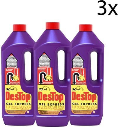 Destop Paars gel Express Ontstopper met Soda - 1 L x3