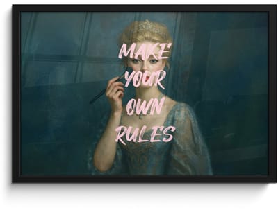 Poster in lijst - Fotolijst 60x40 cm - Posters - Klassiek - Sierlijk - Roze - Posterlijst zwart - Decoratie - Wanddecoratie woonkamer - Muurdecoratie slaapkamer