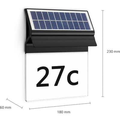 Philips LED Enkara 8720169265462 Huisnummerlamp op zonne-energie LED LED vast ingebouwd 0.4 W Zwart