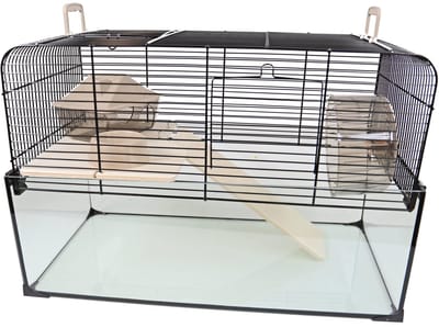 Interzoo Hamsterkooi Vision 51 zwart met glazen onderbak