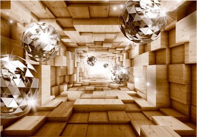 Fotobehangkoning - Behang - Vliesbehang - Fotobehang Tunnel naar het Licht 3D - Diamanten - The Road To The Light - 150 x 105 cm