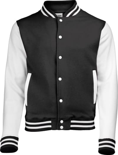 AWDis Varsity jacket, Jet Black/White, Maat XL