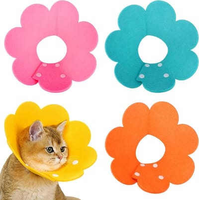 Verstelbare kattenhalsbanden set van 4, anti-bijt bescherming voor katten en kleine honden na operatie, veilig en comfortabel