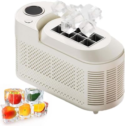 Draagbare ijsmachine - Mini ijsmaker - Feestjes organiseren - 8 ijsblokjes snel - Compact formaat - Zwart