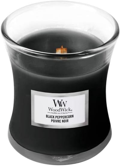 Mini Jar Geurkaars Zandloperglas met Houten Lont - Black Peppercorn