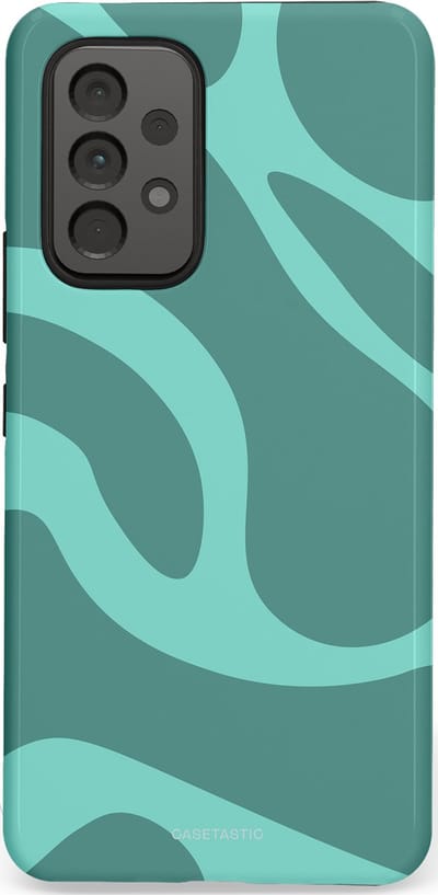 Casetastic Hoesje Geschikt voor Samsung A53 - Stijlvolle Beschermende Duo-layer Case - Aqua Golven