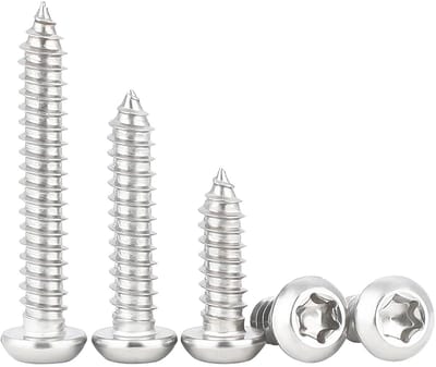 Pack van 100 zelftappende schroeven M5 x 12 mm - RVS - Torsie kop - Zelfborende ronde kop schroeven.