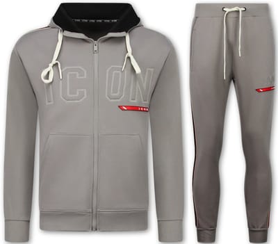 Trainingspak Heren ICON - Joggingpak Heren Volwassenen -Heren Huispak - Tracksuit - 6157 - Grijs
