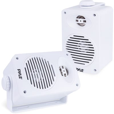 Pyle Luidsprekerset- Indoor/Outdoor – 200 W – Waterdicht – 2-weg Full-Range – 8,9 cm Speakers – Wit (Set van 2)