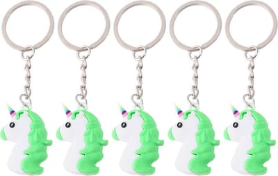 5x Groene Unicorn Emoji Sleutelhanger