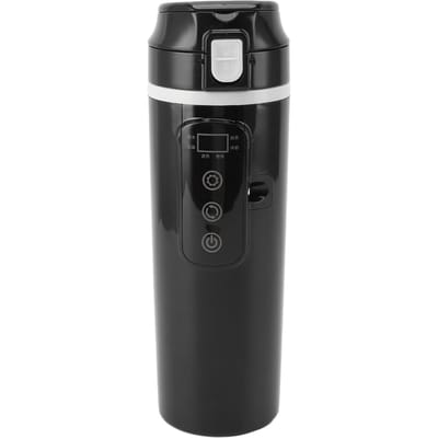 Bouilloire électrique de voyage pour voiture camion 12 V 24 V 500 ml Tasse chauffante portable pour café et thé avec couvercle L black