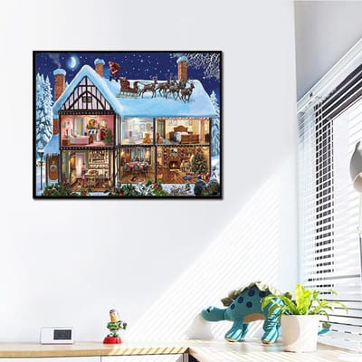Home Decor Diamond Borduren Diy Diamond Schilderen Cross Stitch Kit Foto Winter Besneeuwde Huis 20X30CM gray
