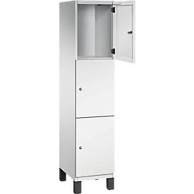 C+P Cambio lockerkast, 1 vak, 3 vakken, op poten, B 400 x D 525 x H 1980 mm, lichtgrijs