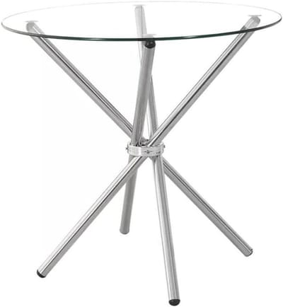 70/80/90 Cm Ronde Eettafel Glazen Keukentafel Moderne Stijl W/metalen Kruisbeen Kleine Eetkamertafel Eettafel(Size:90cm)