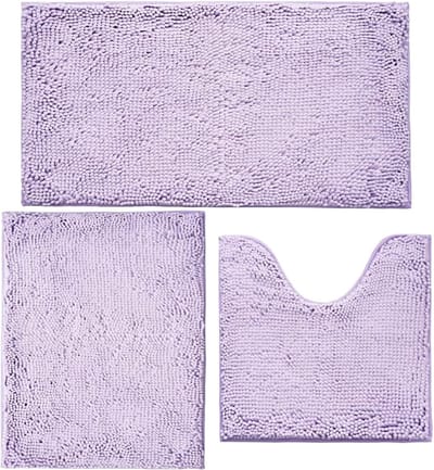 Badkamertapijten Set - 3-delige Chenille, Super Absorberend, Antislip en Machinewasbaar