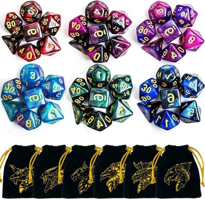Dobbelsteen Set - RPG Dobbelstenen - Tafelspel Avonturen - 42 Delige Set - Inclusief Tas - Sterrenpatroon