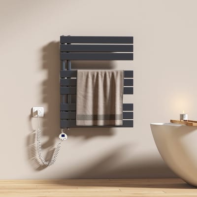EMKE Elektrische Handdoekradiator - Mat Antraciet - 76x60 cm - 400W - Handdoek Verwarmer met Thermostaat