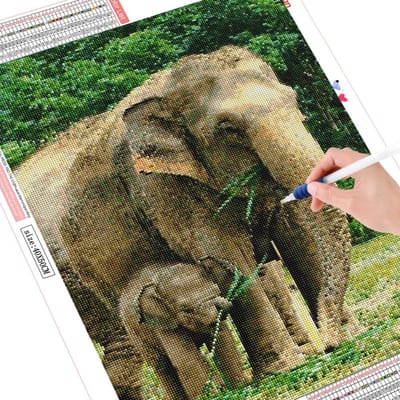 Peinture diamant 5D représentant un éléphant, broderie diamant en strass, mosaïque ronde complète 20X30
