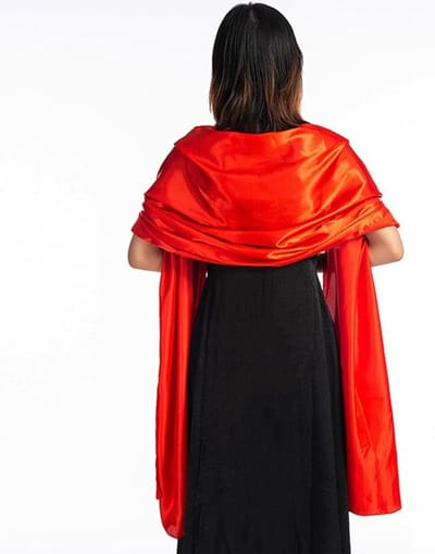 Damessjaal, 200 x 70 cm, elegante damessjaal, satijn, stola, geschikt voor avondfeesten, bruiloften, feesten en ballen（Rood）