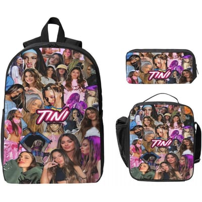 Zangeres TINI STOESSEL Futtura Album Kinderrugzak Lunchtrommel Etuis voor Jongens Meisjes Rugzakken Schooltas Boekentas Set black