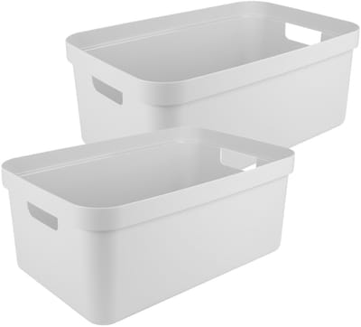 Sunware opbergbox Sigma - 2x - kunststof - 45 liter - wit - opberg dozen/bakken - opbergers - 39 x 59 x 24 cm