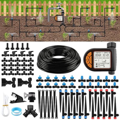 Automatisch Irrigatiesysteem - Druppelsysteem Tuin - Automatisch Water Geven - Upgrade Push-to-Fit - 196FT Slang