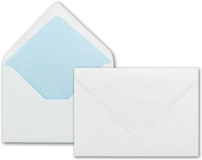 75x Witte Enveloppen DIN B6 met Lichtblauwe Zijden Voering - Ideaal voor Kaarten