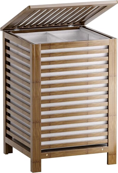 Dubbele Wasmand met Deksel en 120L Capaciteit - Ruimtebesparende Wassorteerder voor Kleding.