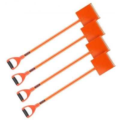 VEVOR Dakspanenschep, 4-Pack, Dakspanenverwijderaar met D-Greep, Dakbreker van Zeer Hard 45# Staal, Leisteenkrabber, Lichtgewicht Gereedschap voor het Eenvoudig Afscheuren van Dakbedekking en Spijkers, Oranje