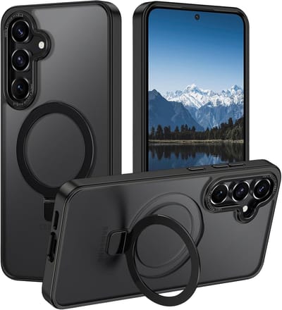 Backcover met onzichtbare standaard [Compatibel met MagSafe] Schokbestendig Hoesje - Geschikt voor: Samsung Galaxy S25 - Zwart