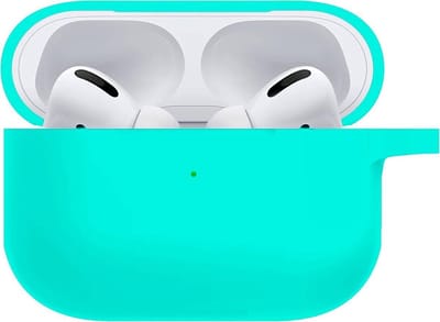 Hoesje - Geschikt voor Apple Airpods Pro - Siliconen Hoes met Clip - Silicone Case Cover - Mintgroen