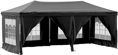 Opvouwbare Partytent met Zijwanden 3x6 meter Zwart - Tuinpaviljoen voor Feesten