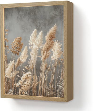 Wandlamp 30x40 cm - Oplaadbaar - Gedroogde Veldbloemen - Grijs - Beton - Wandlampen binnen woonkamer - Slaapkamer lamp - Decoratieve nachtlamp - Vloerlamp draadloos