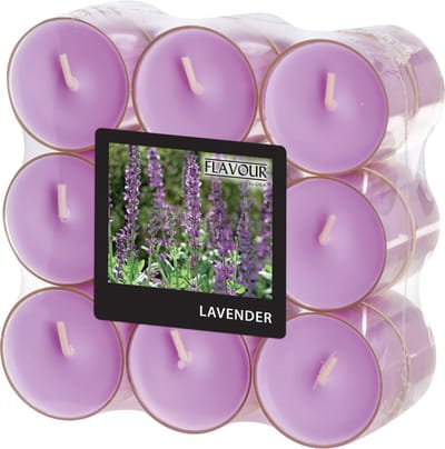 Conpax Candles Geur theelichtjes/waxinelichtjes - transparant - 18x - Lavender aroma - 6 branduren