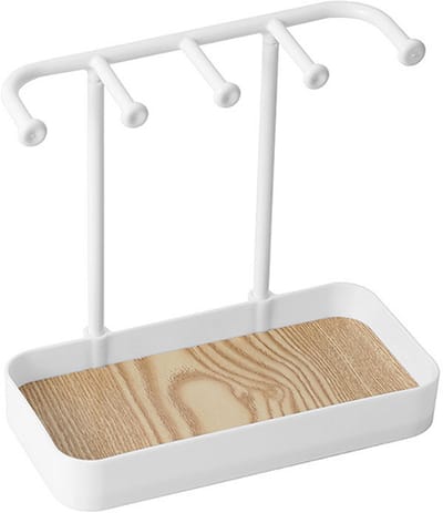 Allernieuwste.nl® Sieradenstandaard Display Kettingen, Armbanden, Ringen, Oorbellen - Multifunctioneel Opberg Rek met Bakje - PVC 20 x 19 cm - WIT