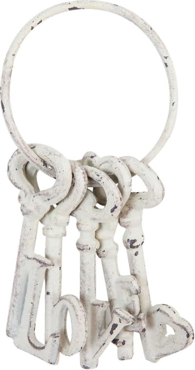 Clayre & Eef Hanger Sleutel 10*5*20 cm Wit Ijzer Woondecoratie Decoratie hanger