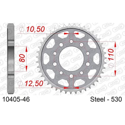 Stalen tandwiel Afam 530 46 dents