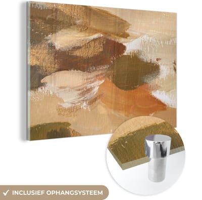 MuchoWow® Glasschilderij 60x40 cm - Schilderij acrylglas - Verf - Herfst - Abstract - Foto op glas - Schilderijen