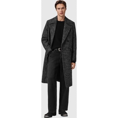 AllSaints Lincoln Coat Charcoal Grey Taglia: 34 | Cappotti doppiopetto Outlet | Uomo | Nero